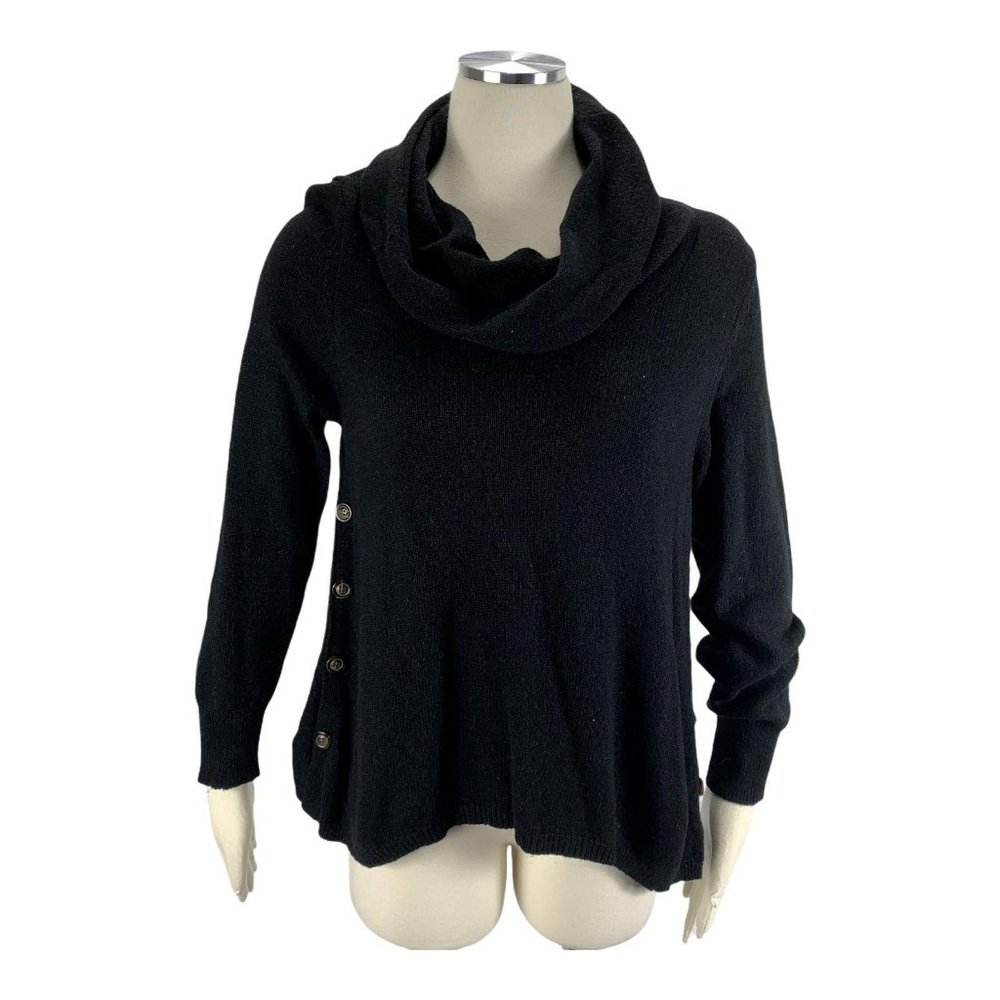 Cremieux Black Cowl Neck Sweater Rabbit Hair Soft